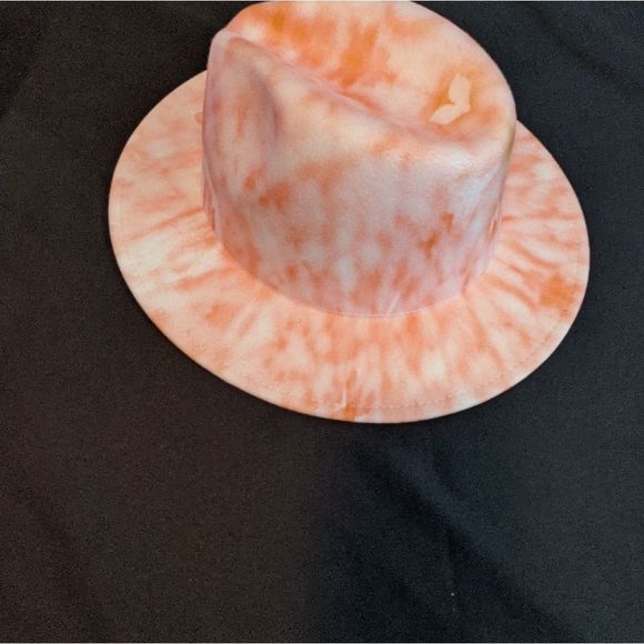 Tie Dye Orange and Cream Fedora - Picture 2 of 3